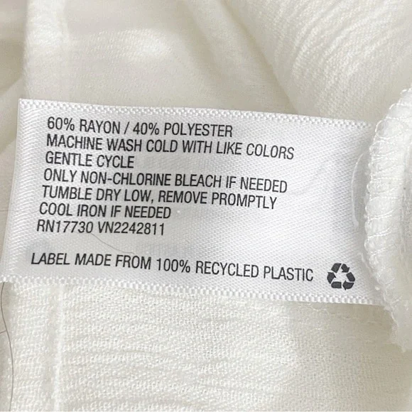 Ava & Viv Boho Gauzy Beautiful Tucked Balloon Sleeve White Tunic Top 2X - Picture 7 of 7